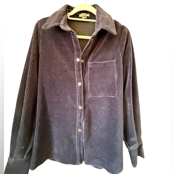 H&M Tops - H&M Women's Button-Down Corduroy Shirt - Dark Navy